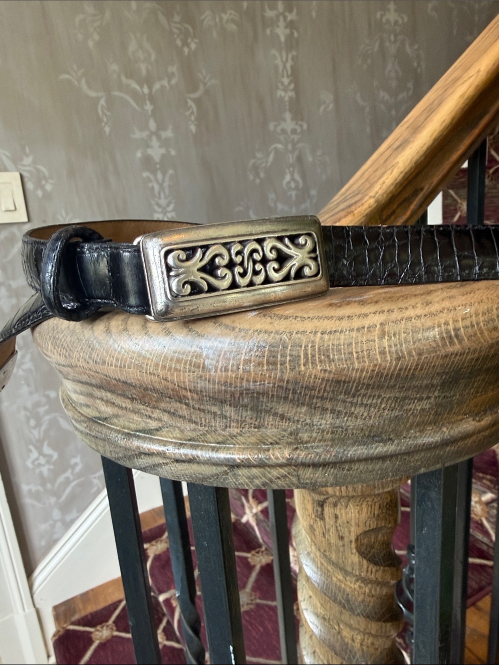 BRIGHTON ladies crocodile embossed, genuine, leather belt large - Picture 2 of 9